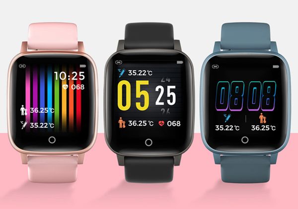 

t1 smart watch wristband body temperature monitoring thermometer smartwatch information push fitness tracker heart rate with retail package