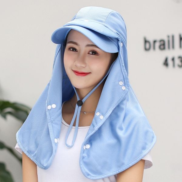 

female sun bicycle sunscreen female uv-proof new face-covering cycling sun hat three-piece sunscreen hat, Blue;gray