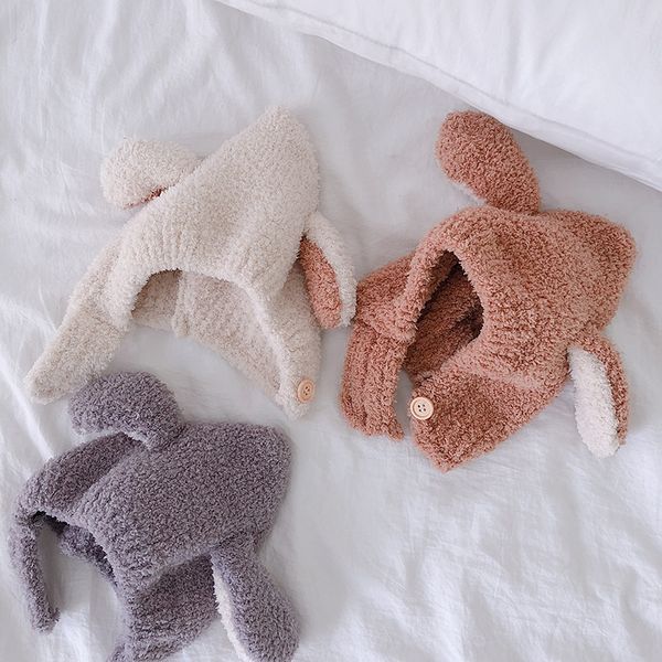 

girls new candy grandpa plush cute rabbit ear warm baby korean baby hat candy hat, Yellow