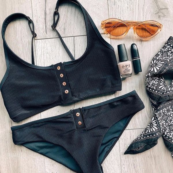 

sport bikini set swimwear women bathing suit solid black swimsuit 2020 white bikinis push up biquini female beach polyester swim, White;black