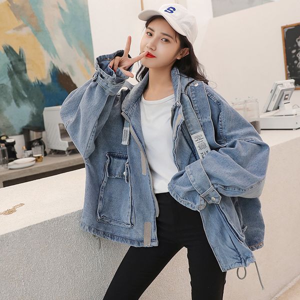 

qnpqyx long sleeve jackets patch cowboy loose coat women harajuku chaqueta mujer riverdale yocalor jackets streetwear outerwear dropshipping, Black;brown