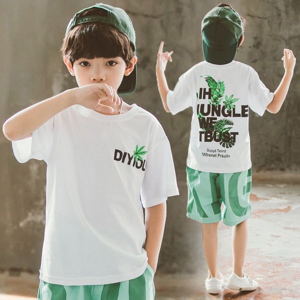 

boys' short-sleeved t-shirt 2020 cotton new zhongda shoes t-shirt shoes children's fashion brand korean hip-hop children's to, Blue