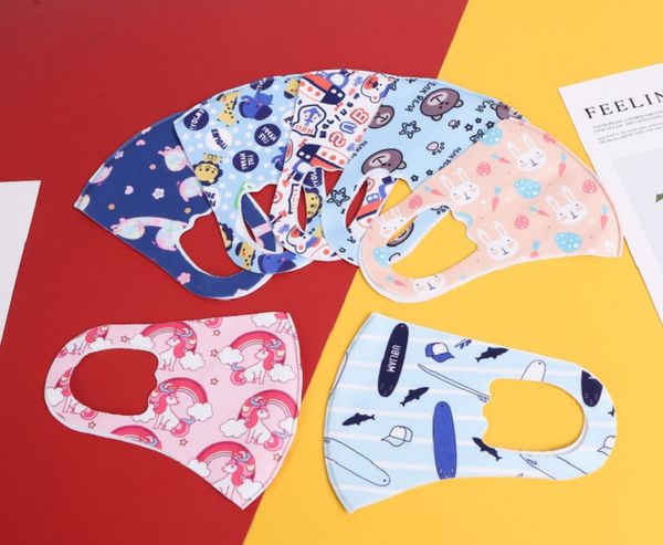 

ice silk children protective masks boys girls cartoon mouth kids anti-dust breathable earloop washable reusable cotton face masks