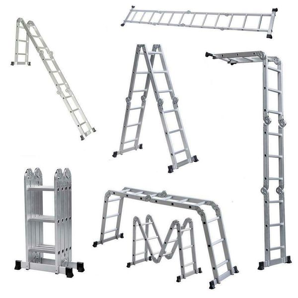 

12.5 ft folding ladder aluminum multi purpose extension ladders building supplie