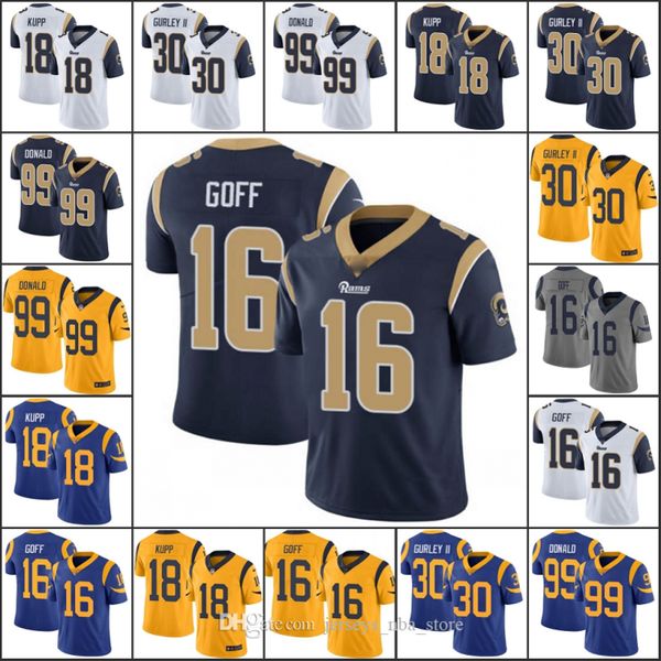 

los angeles rams men #16 jared goff 30 todd gurley ii 99 aaron donald 18 cooper kupp women youth nfl limited jersey, Black;red