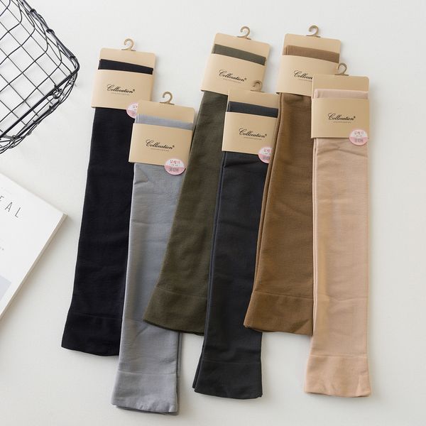 

new glued anti-slip knee pads and stockings and brushed thickened slim stockings stacked socks women's socks, Pink;yellow