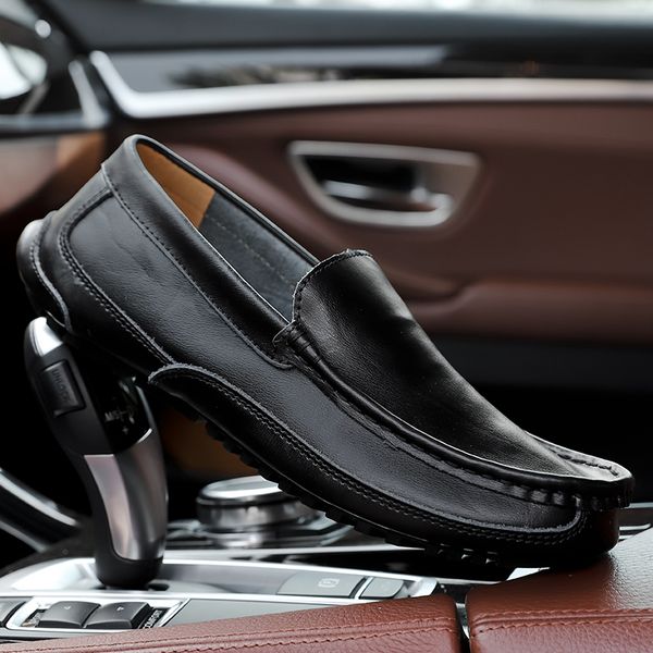 

де casuales кроссовки sapatos мужские mens для обуви горячих вскользь кожаных мокасины подлинного человека дышащего черного нового zapatos м, Black