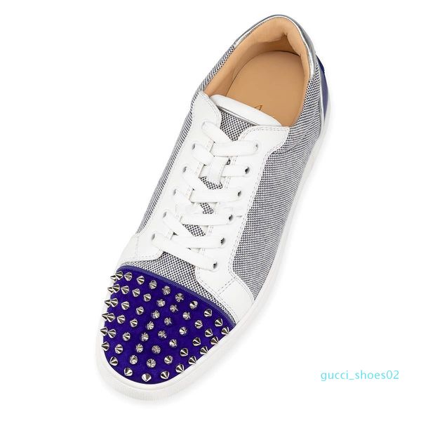 

2020 mens womens rantulow flat luxury designer red bottom patchwork canvas suede leather spikes trainers outdoor casual with box g02, Black