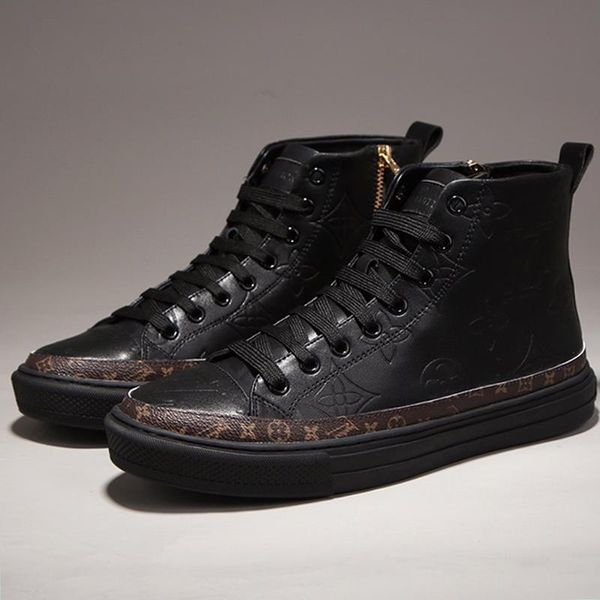 

new drop ship stellar sneaker boot mens shoes fashion classic luxury footwears lace -up plus size men boots calzado deportivo para hombre, Black