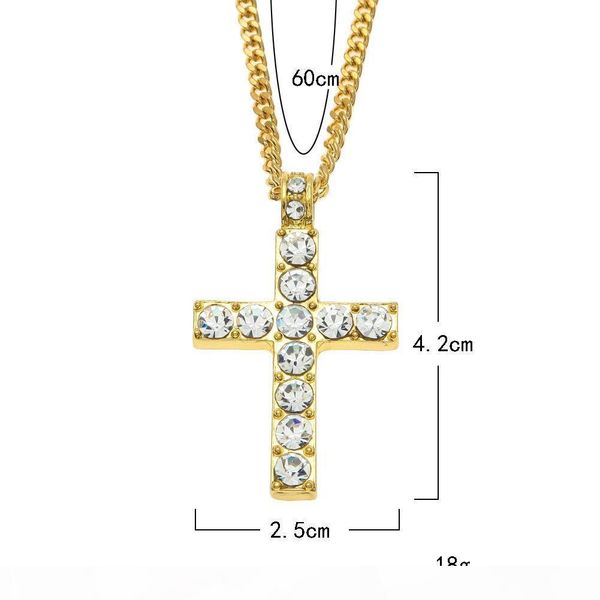 

2017 new celebrity style hip hop necklace men's classic cross pendant necklace set auger cross clock necklace, Silver