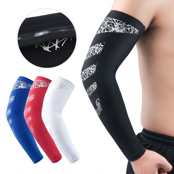 

t39p2 спорт рука высокого упругой защиты от солнца рукав баскетбола баскетбола тенниса езды сжатия фитнес защиты запястья защитного механизм, Black;red