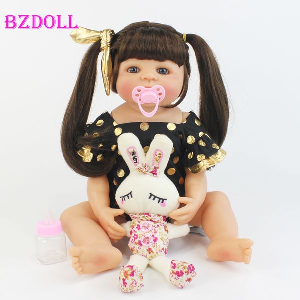 

55cm full silicone reborn baby doll toy like real vinyl newborn alive bebe babies doll girl brinquedos play house bathe toy t200712, White