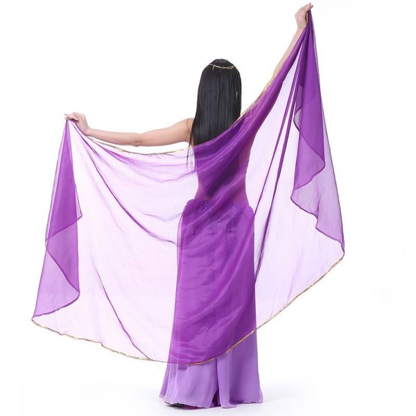 

stage wear belly dance scarf shawl performance light texture half circle veils professional women 100d chiffon, Black;red