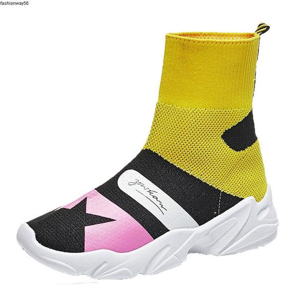 

high-shoes women's stretch socks shoes new ladies street fashion sneakers woman lightweight casual walking sports, Black