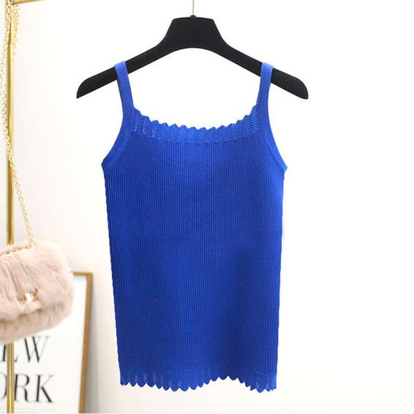 

new summer knit tank hollow out women girls camisole slash neck sleeveless t shirt short female basic slim camis, White