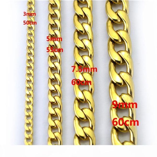 

k never fade fashion luxury figaro ожерелье цепи 4 размеры мужчины ювелирные изделия 18k real желтого золота гальваническим 9мм цепи ожерель, Silver