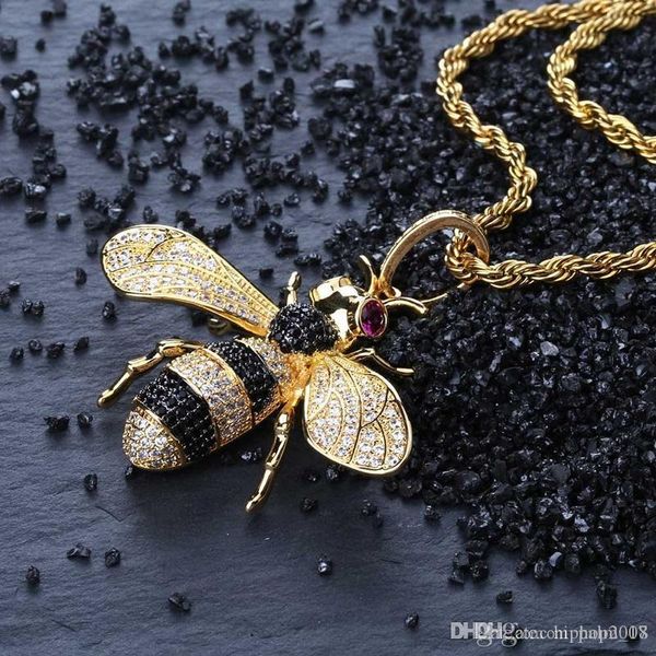 

new mens hip hop iced out gold pendant necklace little bee pendant necklace fashion necklace jewelry, Silver