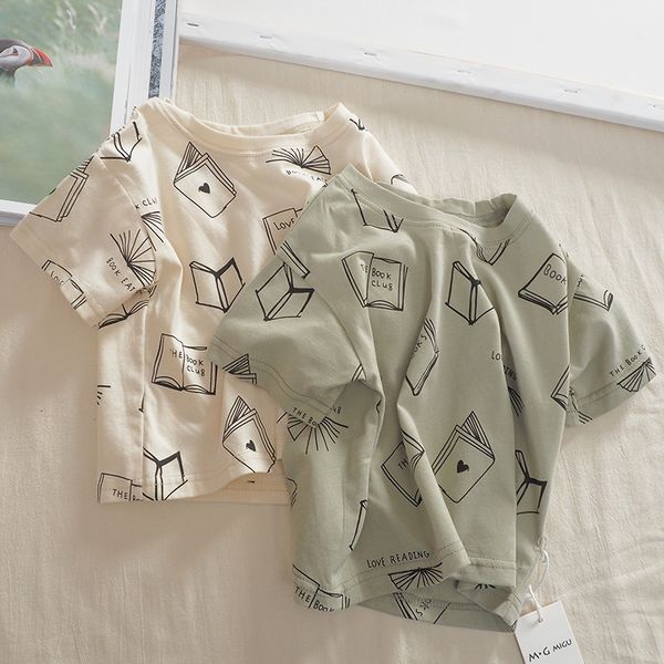 

korean wear 2020 ong xu new children's t-shirt children's boy's round collar t-shirt girls cotton short sleeve trendy, Blue