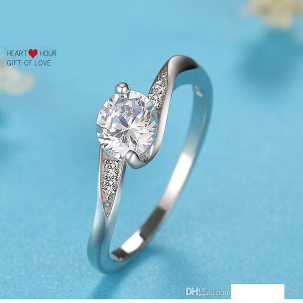 

new s925 silver ring fashion elegant zircon simulation deluxe diamond ring with side stones band rings wholesale ing