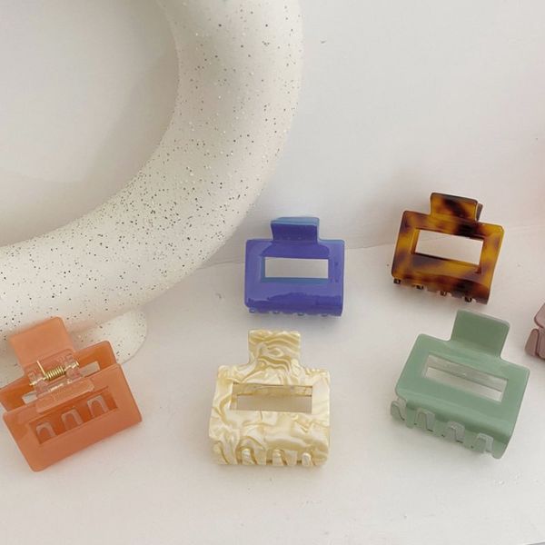 

french languid style acetic acid claw clip retro pure color clamps fashion women hair accessory 6 colors, Slivery;golden