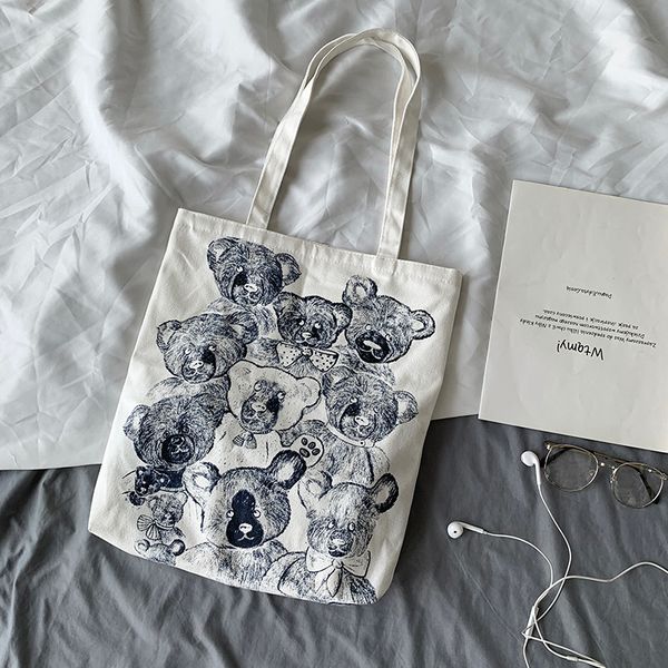 

girl cartoon large capacity canvas bag 2020 one shoulder korean version ulzzang japanese cute simple college style canvas bag