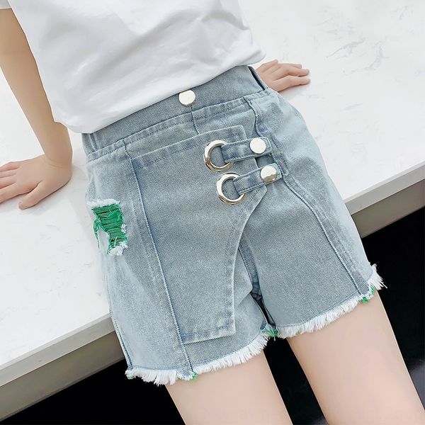 

cn70167 girls 2020 new fashion medium shorts and jeans and big boy lady fan fashion hole jeans shorts, Blue