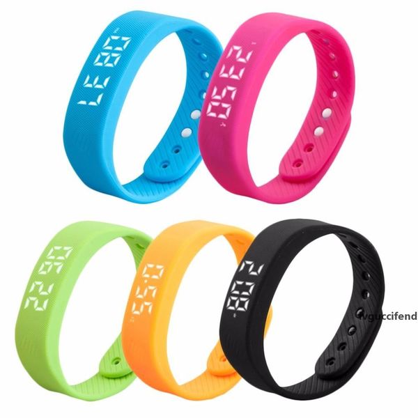

wholesale- 3d t5 led display sports gauge fitness bracelet smart step tracker pedometer usb interface sports health ,blue in stock well sell