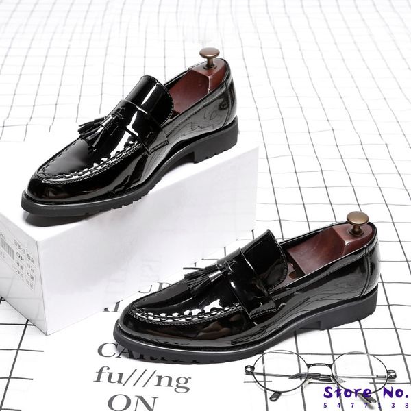 

leather shoes men tassel penny loafers black casual shoes fashion man moccasin wedding party 1