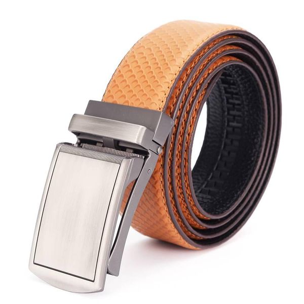 

automatic buckle belt new leather belt for men men's leather ratchet with automatic buckle for men simple and classic, Black;brown