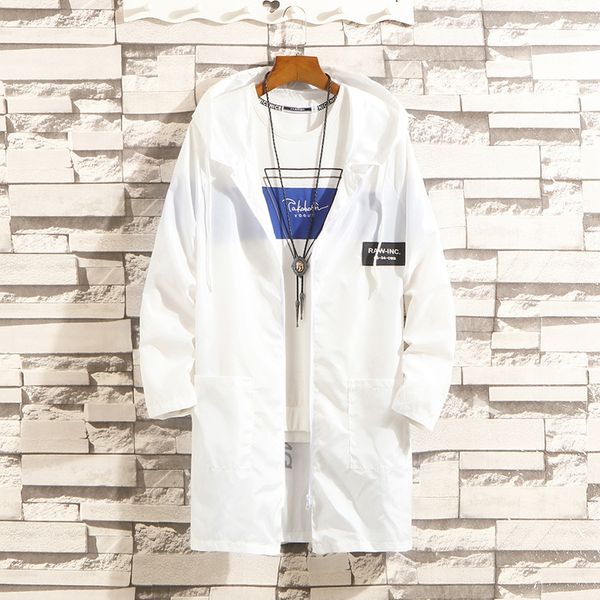 

jnz0u sun-proof men's sunscreen clothes cloak sunscreen clothes mid-length hooded korean style loose thin windbreaker student white clo, Tan;black