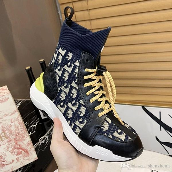 

mens shoes fashion luxury sneakers lightweight outdoor walking shoes high lace -up sports men shoes with origin box, Black