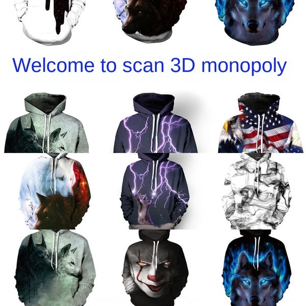 

couple sweater pullover sweater milk bottle 3d digital printing large size loose couple pullover long sleeve hooded, Black