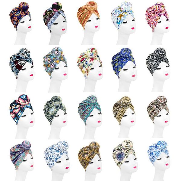 Estilo Europa Mulheres Knot Grande rosquinha Ball Caps Bandanas Bohemia cabelo banda acessórios menina Headwear cabelo chapéu Boutique