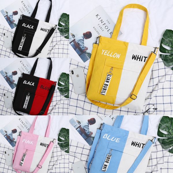 

новый корейский стиль плеча женщин модно шить холст плеча кроссбоди мода все-матч холст женская сумка сумка, White