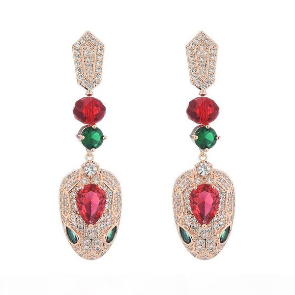 

розовое золото серьги для женщин brand design luxury цирконий свадебные украшения женская змеи уха коты горячее, Golden;silver