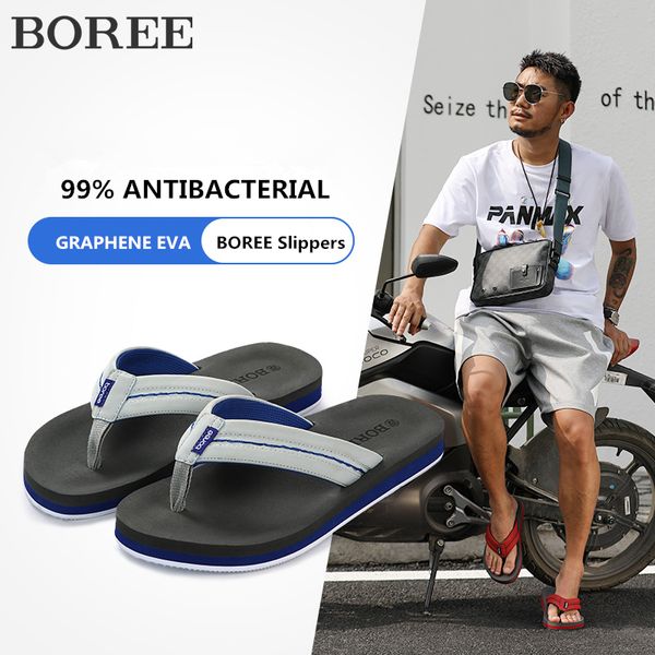

boree new men slippers summer flip flops graphene eva deodorization flat bath slippers for man beach outdoor men shoes sandalia, Black