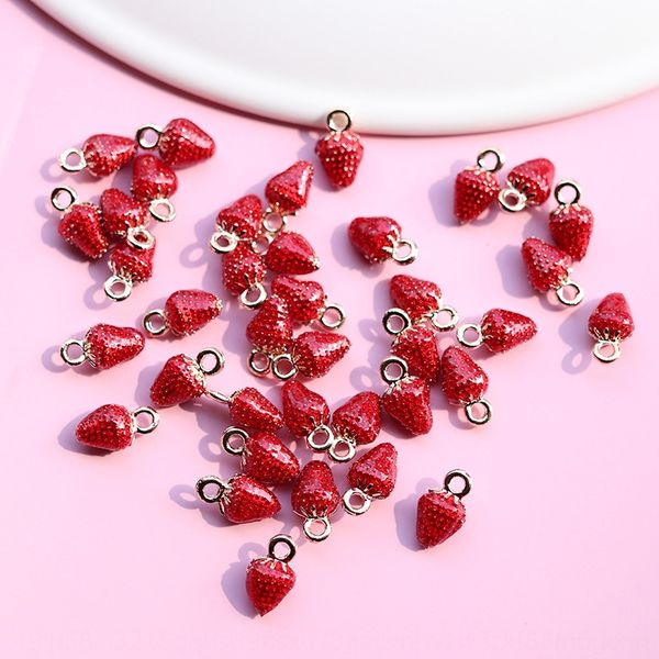 

diy accessories dripping oil alloy small chain diy chain pendant bracelet pendant accessories red strawberry stereo small mulberry, Silver