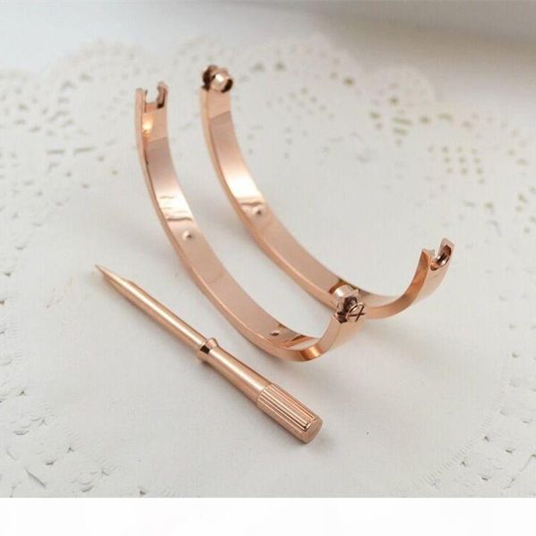 

316l stainless steel screw bracelets with screwdriver and original box screw never lose love bracelet love bangles, Black