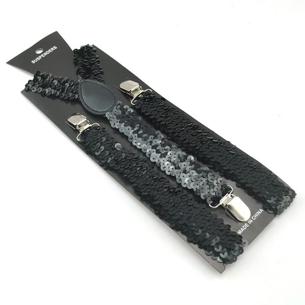 

2020 fashion 2.5cm sequins fashion women men clip bracket elastic sling 11 color y-strap sling strap, Black;white