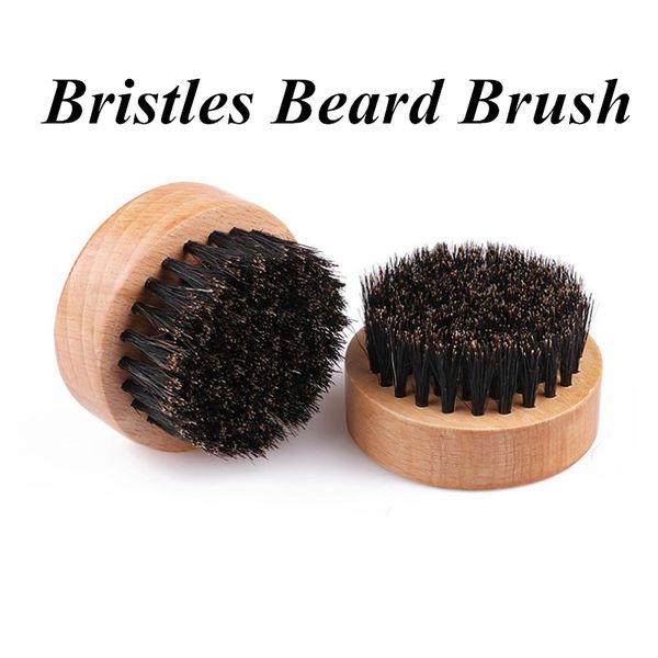 

hair brushes facial boar bristle beard brush mens hard round beech handle mustache set face massage beauty g0725, Silver