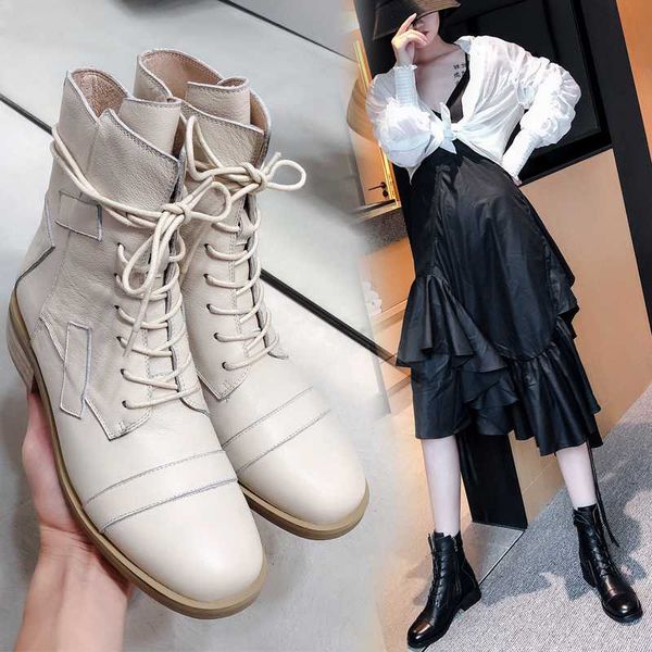 

women's boots inside and outside leather patch beggar boots european and american shoes woman retro winter, Black