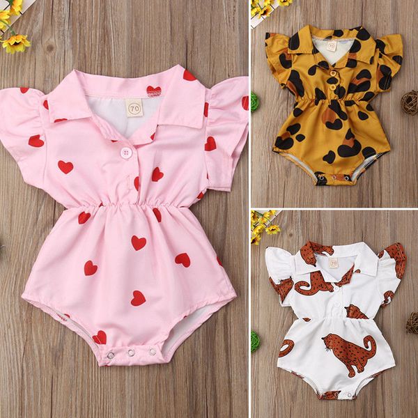 

floral print baby clothes button up collar girl flower blouse baby rompers jumpsuit outfit summer casual new born baby clothes, Blue