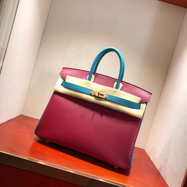 

wholesale 2tones burgundy 30cm epsom brikin bag,half handmade,wax thread,by order,many colors with different size on website or instagram