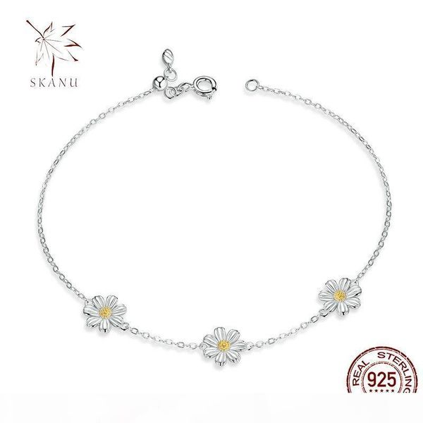 

роскошная daisy flower браслет ссылки для женщин подлинных 925 sterling silver fresh любимых подарков гипоаллергенных подарков изящных ювели, Black