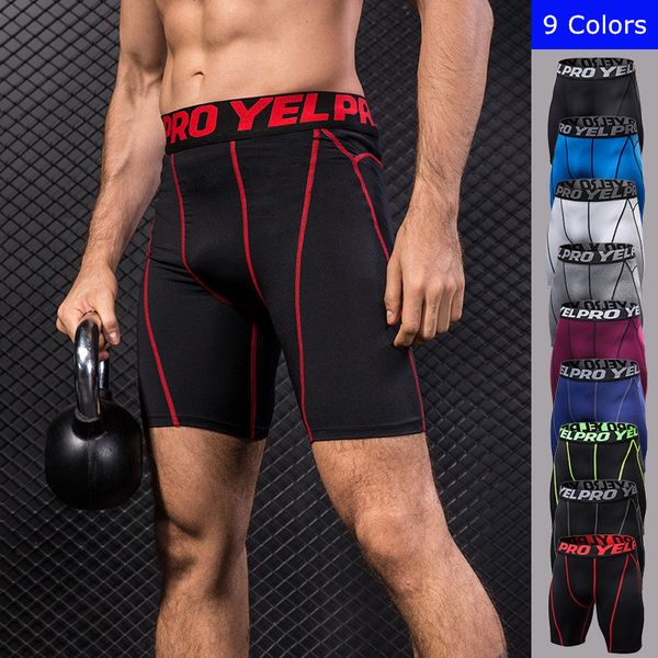 

men sport shorts quick dry breathable gym sports leggings men's fitness shorts jogging compression tights running y50, Black;blue