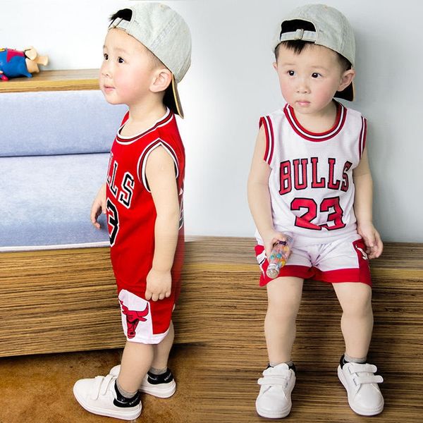 

children's summer boys' sleeveless two-piece suit baby's vest vest and ball suit 2020 new style children's sports fashio
