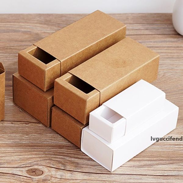 

blank white kraft paper drawer boxes for cosmetics essential oil dropper bottle jewelry gift packaging box 20pcs- 10 30 50 100ml