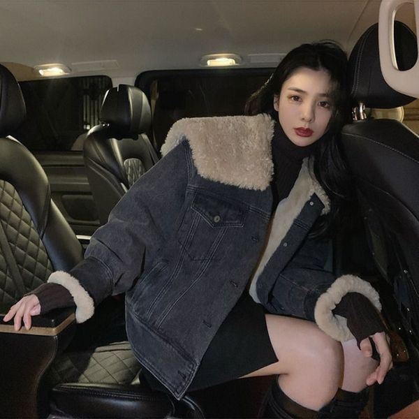 

denim jacket women new style casual loose long-sleeved fashion thickened women's jacket, Black