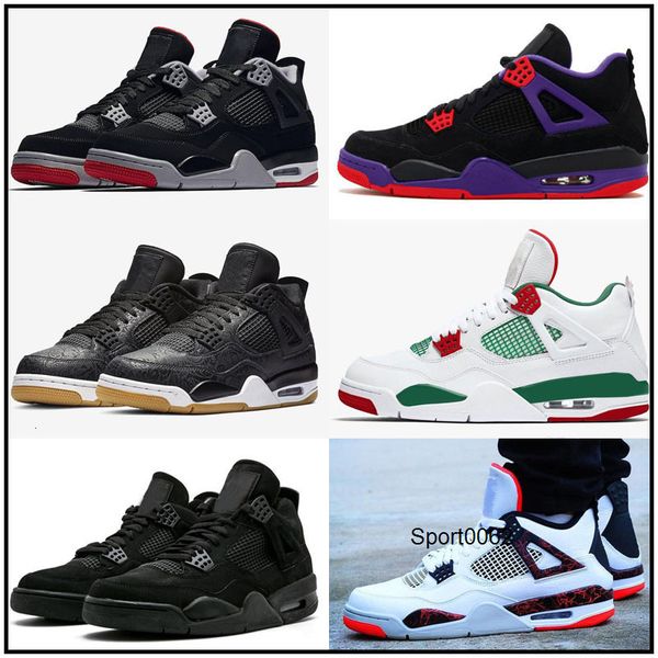 

tattoo jumpman 4 4s mens women kids basketball shoes raptors white cement alternate motorsport bred 4 pale citron sneakers sports shoes, Black