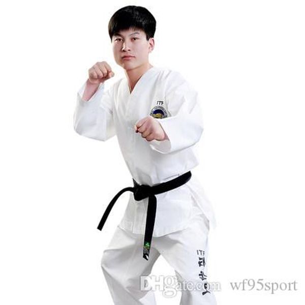 

itf uniform for competition standard taekwondo suit customized taekwondo suit for kid and adult, Black;red